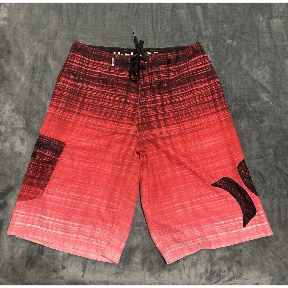 Hurley Phantom Board Shorts Men's Size 30 Red Black Stretch‎ Beach Outdoors Surf